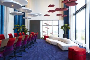 Suspension acoustiques nuages et cercle avec lumière