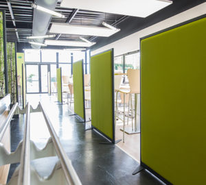 Panneaux acoustiques vert cafétéria